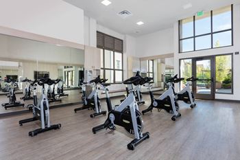 A gym with cardio equipment and treadmills